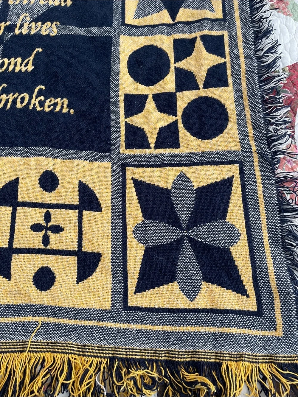 Sisters Woven Throw Blanket Navy and Cream